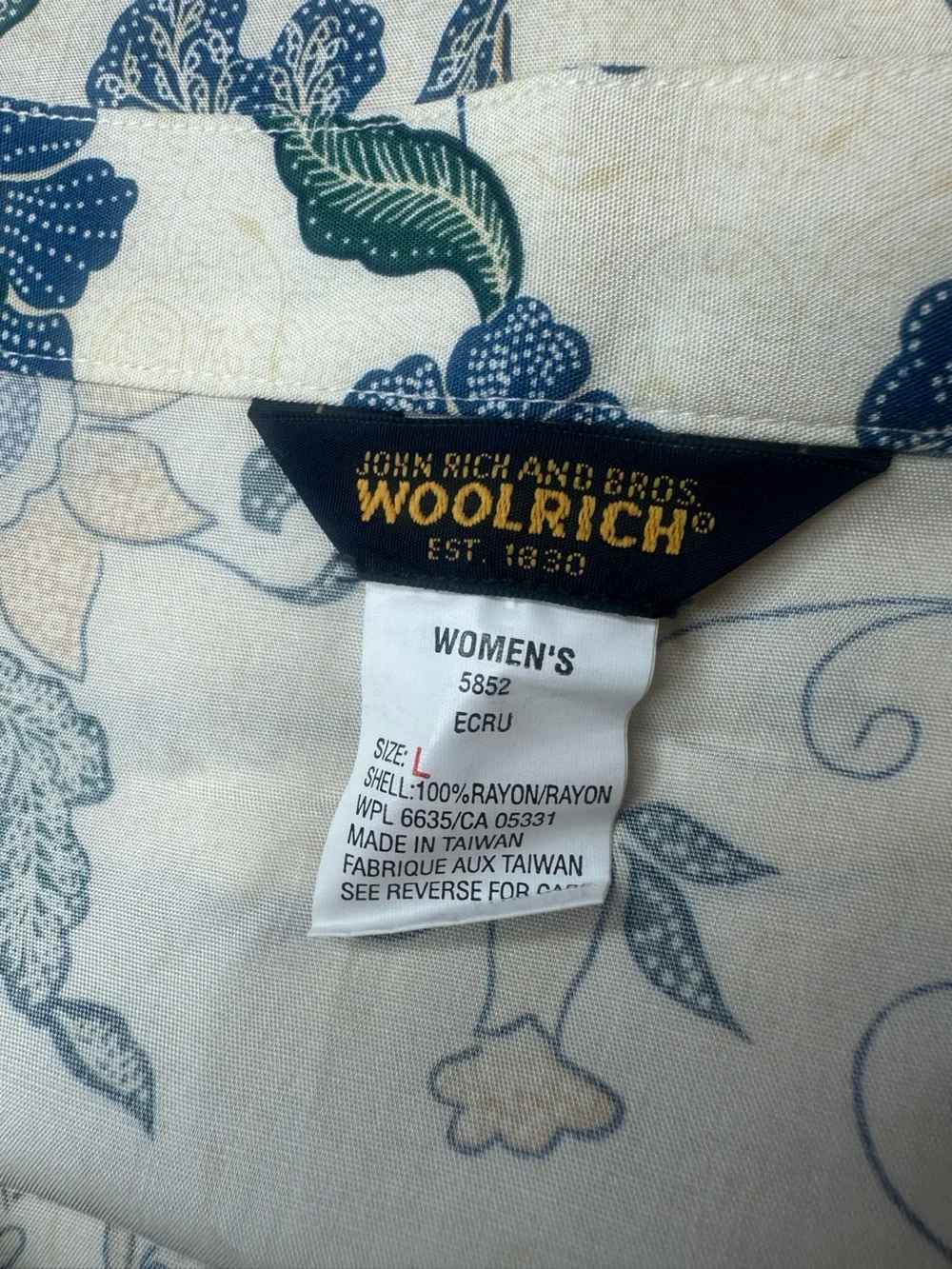 Woolrich Women’s Floral Wrap Skirt Beige Tan Blue Size L Large NWT
